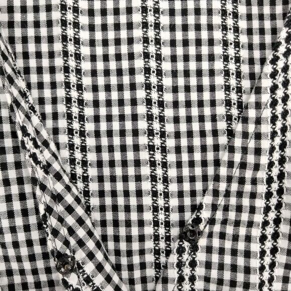 Madewell Crossover Peplum Top Wmns Sz XXS Black White Gingham Peplum Shrt Sleeve - Picture 2 of 12